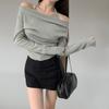 Neuheiten Open Run Damen Hip Mood Streifen Neckholder Schulterfrei Langarm