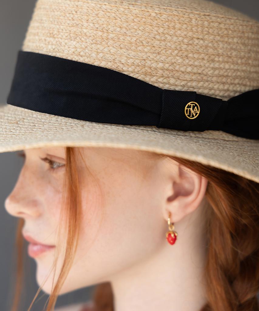 Tatiana Elvia Ribbon Band Natural Raffia Boater Hat Ht8194 Black