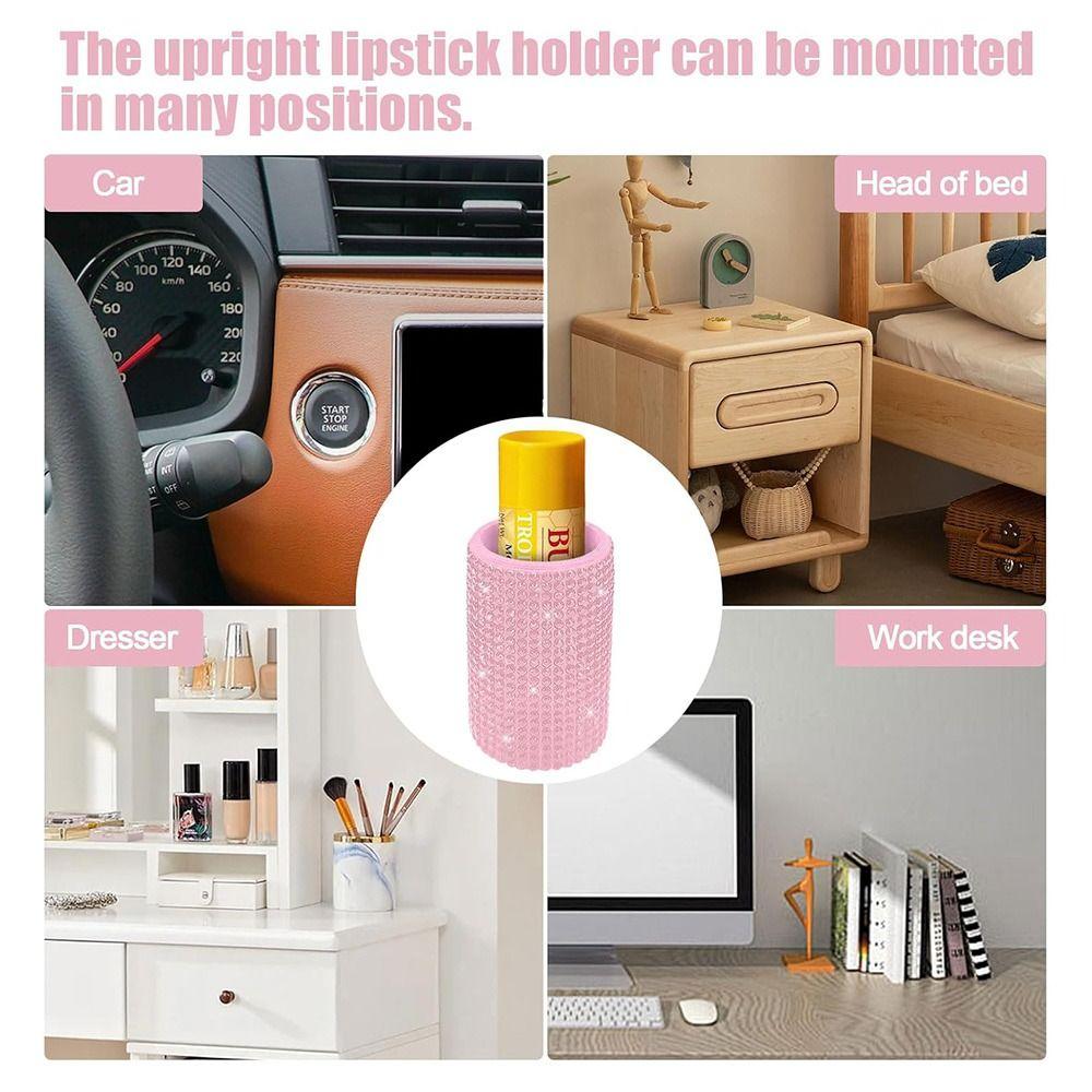 Silicone Car Chapstick Holder Rhinestone Cosmetic Holder NEW Lip Balm Storage  Car Interior