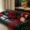 Festive Red Heart Backrest Cushions for Wedding Room Décor - Pair of Simple and Elegant Sofa Throw Pillows