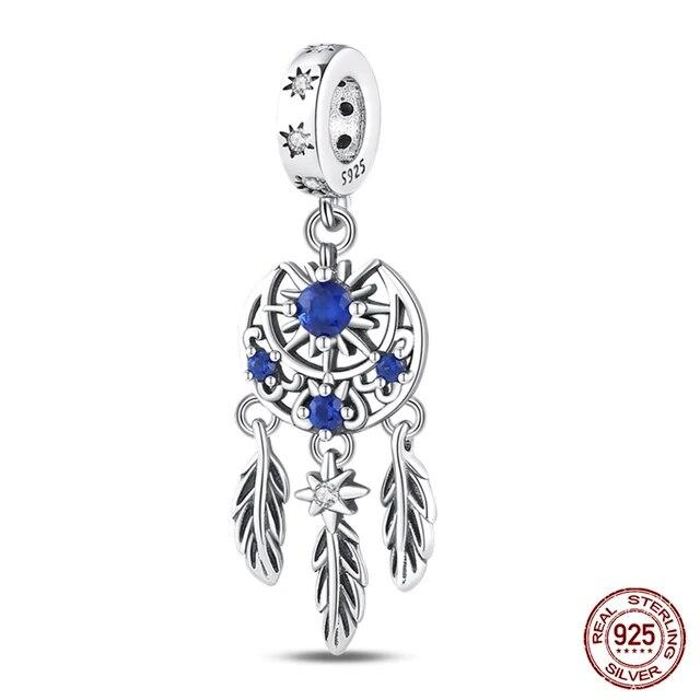 925 Sterling Silver Colorful Zircon Dreamcatcher Charms Beads Pendants FitFashion Original Bracelets DIY Jewelry Making
