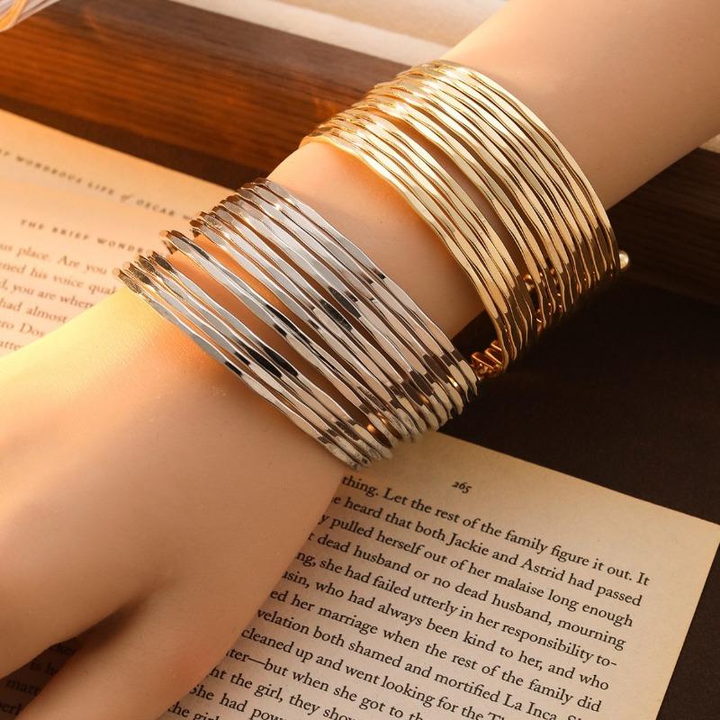 Multi-layer Corrugated C-shaped Opening Bracelet Cool Hip-hop Bracelet Cold Style Bracelet