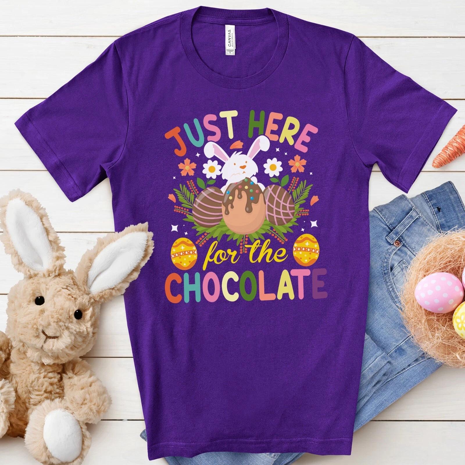 Easter Bunny t-shirt, Chocolate Lovers tee, Here for the Chocolate Shirt 4XL