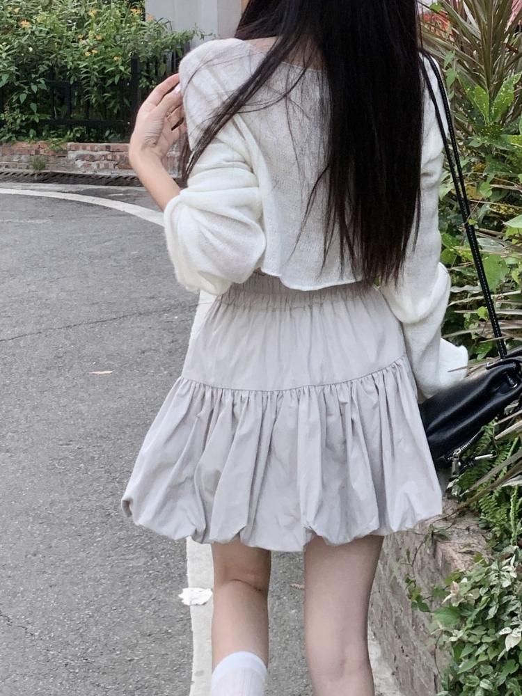 French Sweet Minority Design Sense Bow Flower Bud Skirt Female Autumn 2024 New High Waist Slim A-line Fluffy Casual Skirts