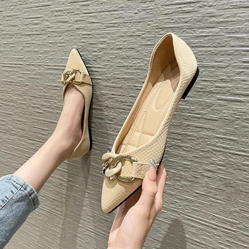 Fashion 2025 Spring Single Shoes Women Flats Pointed Toe Soft Elegant Ladies Boat Shoes Brand Ballet Flats Plus Size 42 A46680