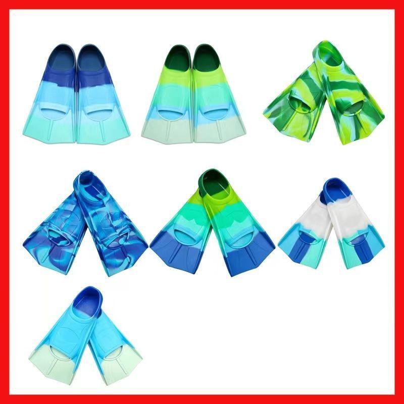 Eco-friendly Soft Silicone Hot Sell Custom Logo Full Foot Diving Fin Adult Kids Short Blade Swim Fins for Snorkeling Diving