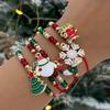 SHIXIN Cute Christmas Series Tree Snowflake Snowman Pendant Bracelet Set Women Adjustable Crystal Bead Chain Rope Chain Bracelet