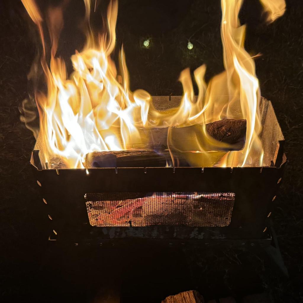 Solotour Fire Pit with Secondary 4 Stainless Compact and Includes Storage Storage Size 41x23x8 Combustion, Trivets, Steel, Portable, Bag, / 4.5kg