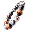 Celestial Eye Tiger Eye Hematite Bracelet 12mm Power Stone Natural Stone Prayer Beads Accessories Inner Circumference 20cm [GOLD STONE] Men's Approx.