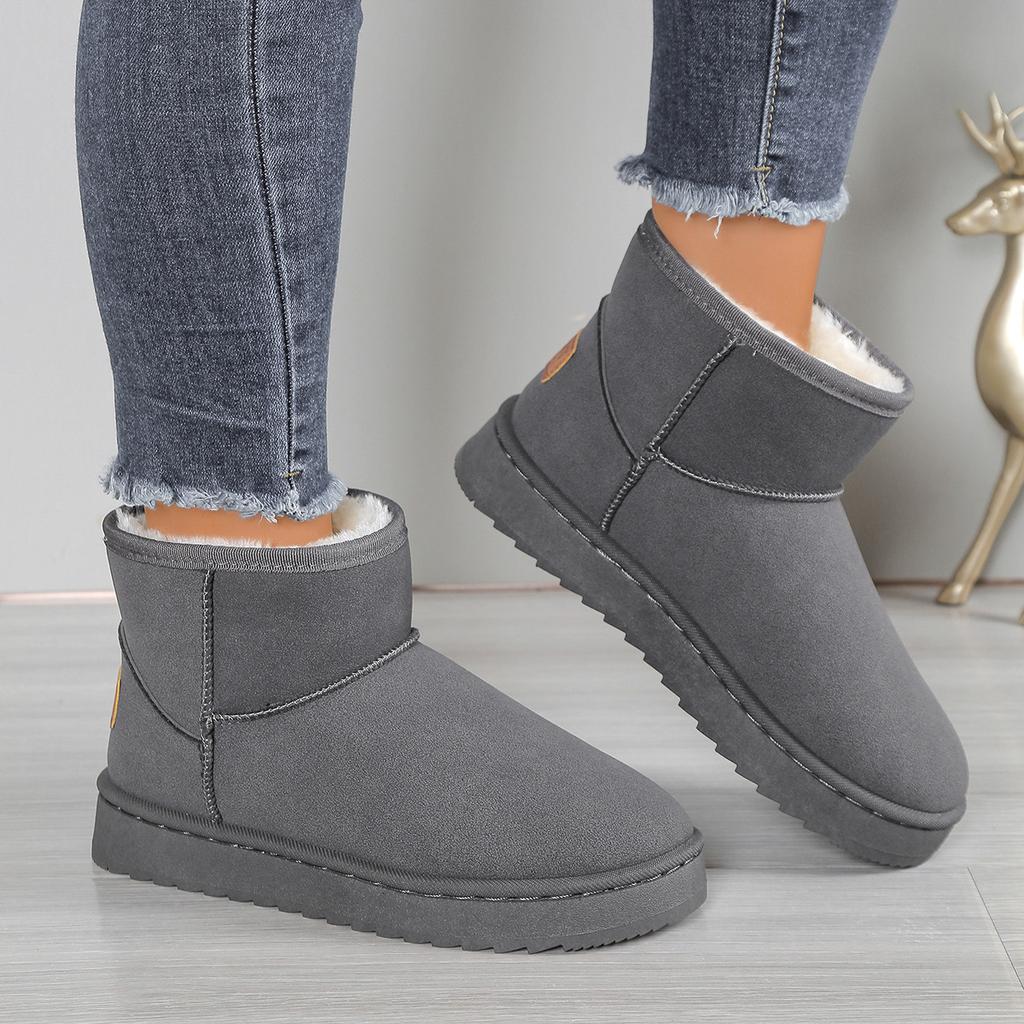 Thick-soled snow boots women's 2025 new autumn and winter fur integrated short tube high-soled warm waterproof cotton shoes