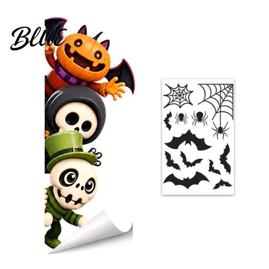 Festive Home Window Art Halloween Clings Pumpkins Skeletons Ghosts And Bats Print Decorative Reusable Seasonal Stickers Decals Electrostatic