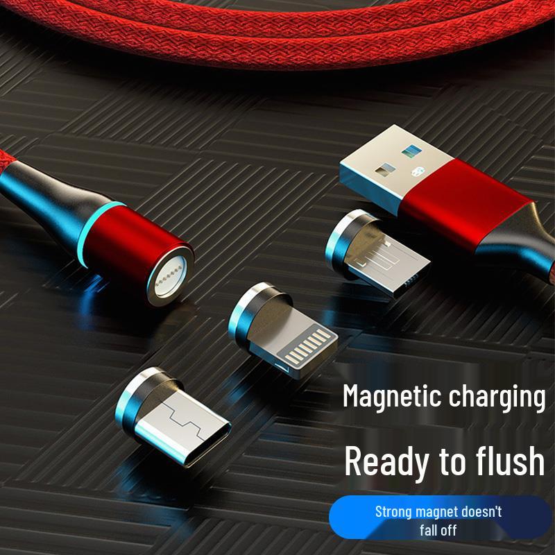 Magnetic Rotating Fast-Charge 3-in-1 Data Cable (5A) Android magnetic head синий