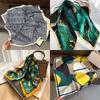 Square Women Silk Scarf Small Satin Female Hijab Bandana Fashionable Print Wrap Headkerchief