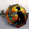 1pc Egyptian Cat Automatic Open/close Folding Compact Umbrella, 8-Rib Sturdy Canopy, Lightweight Portable, Everyday Use, Gift, Outdoor Umbrella, Trave