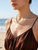 Fashion Boho Blue Rice Bead Beads Necklace for Women, Stainless Steel Beaded Collar Necklace, Summer Jewelry Accessories Gifts