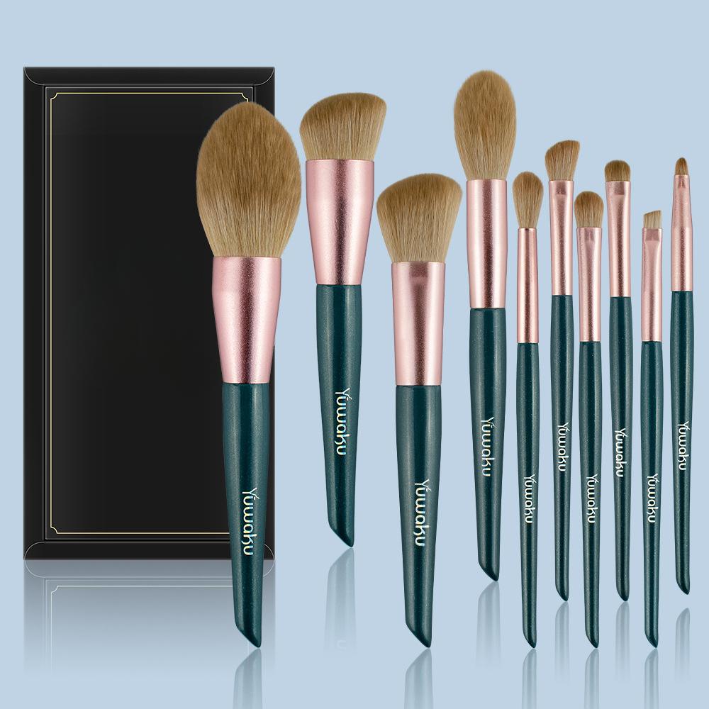 

Высококачественный набор кистей для макияжа из 10 предметов, кисть для теней, кисть для тонального крема, мягкая кисть для пудры с волоконной щетиной, кисть для контурирования румян.