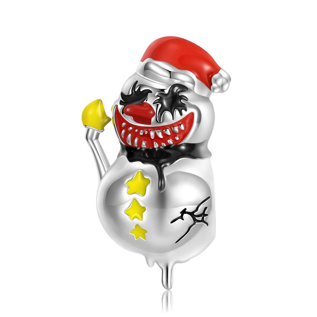 Snowman Clown Skeleton Charm 925 Sterling Silver Ghosts Skull Enamel Fashion Beads for Women Charm Bracelet Jewelry Gift LOW MOQ