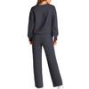 European-Americana Knit Women's Two-Piece: Long-Sleeve Top & Wide-Leg Pocketed Sweatpants