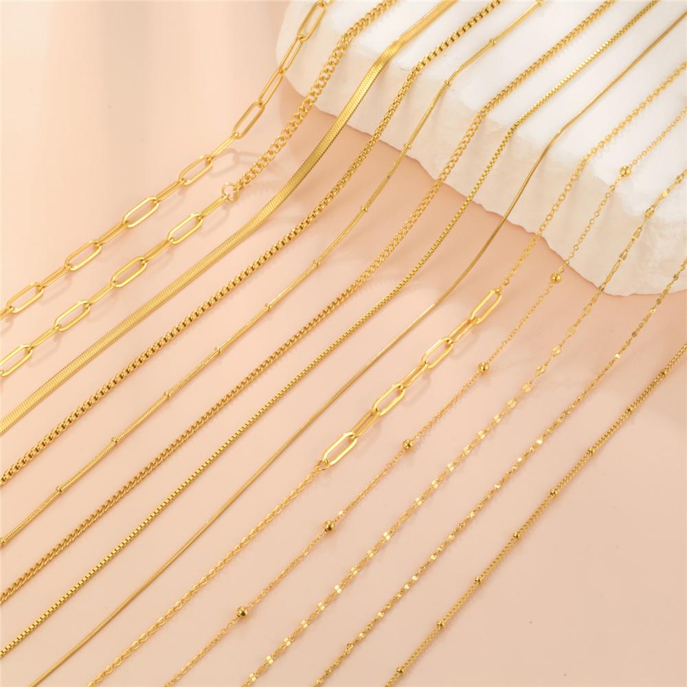 Skyrim Stainless Steel Gold Color Chain Necklace Women Minimalist Cuban Paperclip Twisted Snake Chain Fashion Jewelry Wholesale