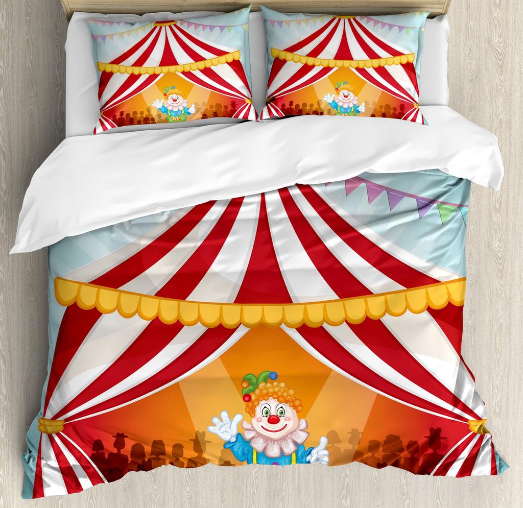 Cartoon Clown Duvet Cover for Kids Boys Girls Queen King Lightweight Quilt Cover Funny Circus Bedding Set Bedroom Decor No Quilt
