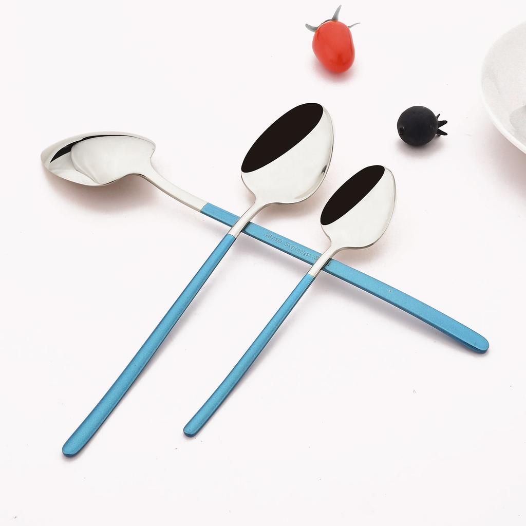 6 szt. Zestaw łyżeczek z błękitnego złota 18/10 łyżeczki do herbaty ze stali nierdzewnej sztućce małe łyżeczki do kawy deserowej 5,5 cala