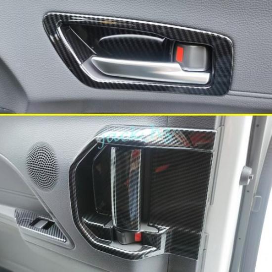 For -2024 Toyota Sienna Interior Door Handle Surrounds Trims Carbon Fiber