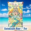 Fantasy Magic Theme Beach Towel Personalized Custom Name & Text Soft Quick Dry Beach Towel for Swimming Travel