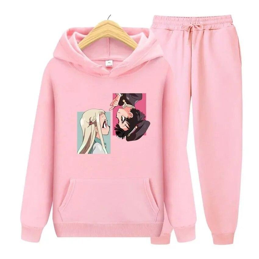 Anime Jibaku Shounen Hanako kun Bluzy+Spodnie Zestaw Dwuczęściowy Anime Damskie Bluzy Dresy Spodnie Jogger Ubrania