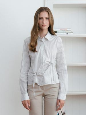 Asula Tuk Ribbon Stripe Shirts (Ivory)