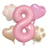 7PCS Animal Let's Pawty Dog Cat Paw Heart-shaped Aluminum Balloon 32inch Pink 1-9 Number Birthday Party Deco Balloon Baby Shower