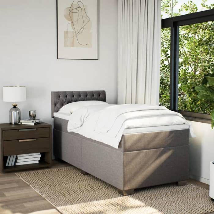 Maison Exclusive - Sommier à lattes de lit avec matelas Taupe 100x200 cm Tissu