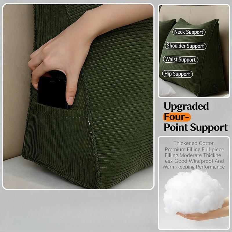 Waist and Neck Protection Headboard Cushion Triangular Backrest Cushion Sofa Bed Waist Cushion That Can Be Disassembled Washed 60x45x25cm зелёный