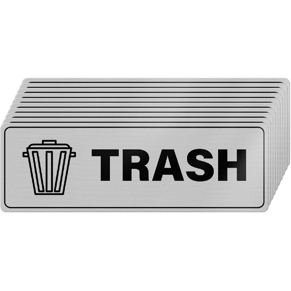 10 Pack Trash Stickers 9 × 3 Inches Vinyl Rectangle Signs Waterproof Self Adhesive Decals for Office Home Waste B Garbage Cans