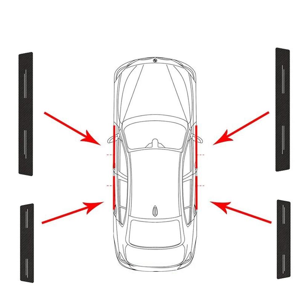 4Pcs Car Door Edge Sill Protector Anti-scratch Sticker Universal Carbon Fiber for Car Front Rear Doors Exterior Protection Decal