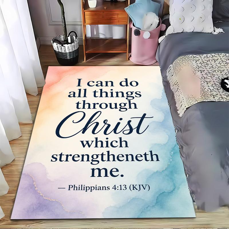 Philippians 4:13 Christian Carpet Non-slip Rug Suitable for Living Room and Bedroom Sofas