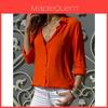 Womens Long Sleeve V Neck Button Chiffon Blouse With Cotton Polyester For Office Casual Wear
