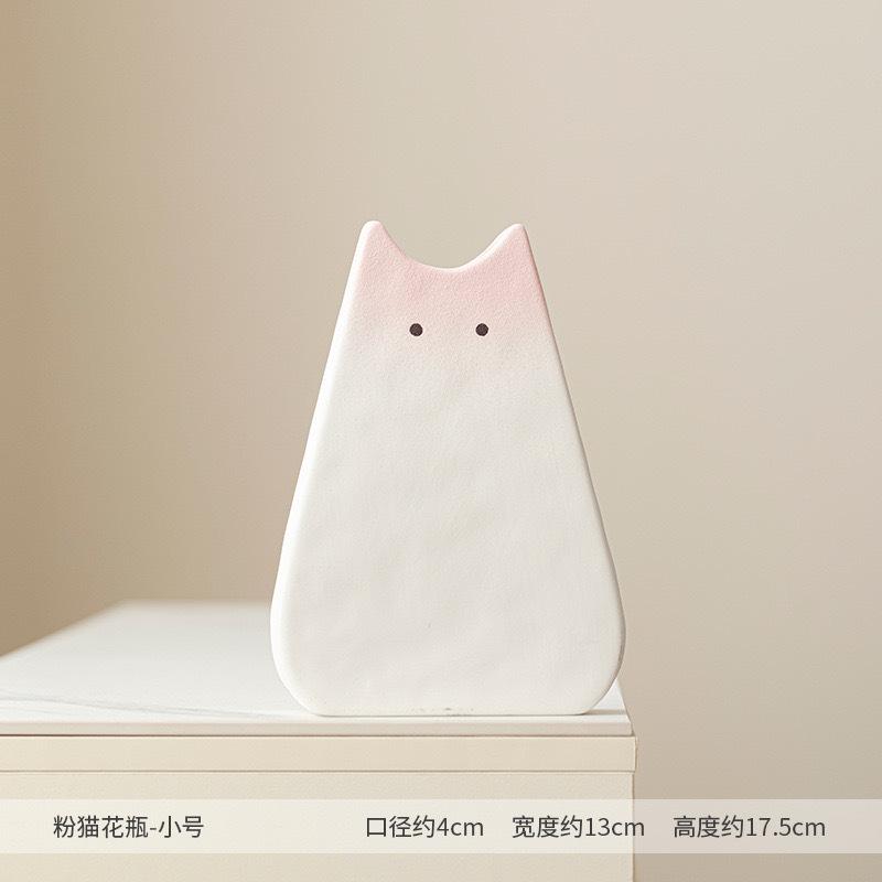 

Nordic Simple Cute Cat Style Ceramic Vase, Creative Home Dining Table Living Room Bedroom Dry Flower Decoration Accessories, 1Pc