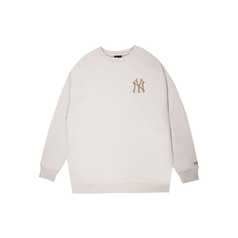 New Era Solid Logo Print Pullover American Crewneck Sweatshirt Unisex sweatshirt Ivory 12727848