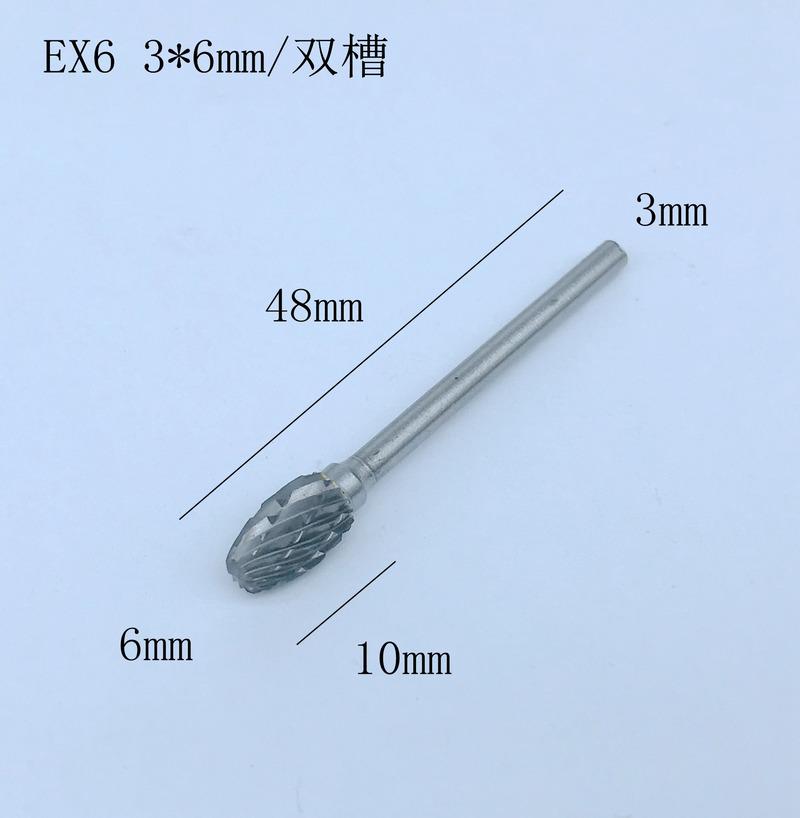 10ks/sada Ocelové rotační frézy Sada 3*6mm Stopka Dřevo DIY Elektrická brusná hlava Vrták