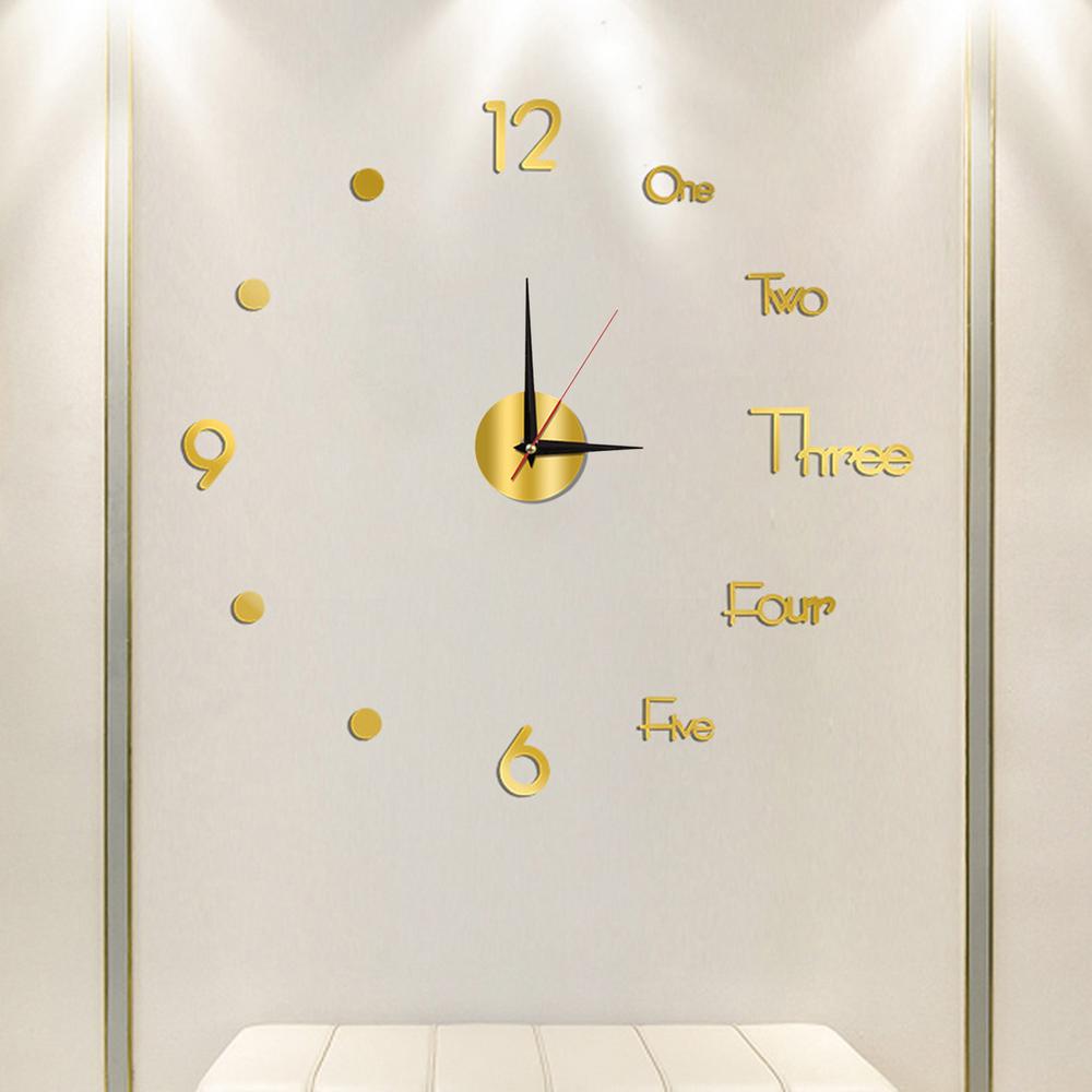 3D Mirror Wall Clock 3D Large Frameless Wall Clock Digital Clock Wall Stickers Silent Clock For Home Living Room Office Wall