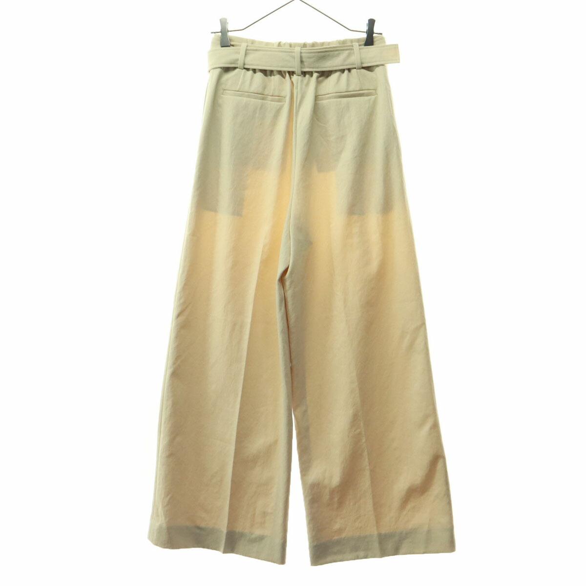 Old clothes unused PLST Belted wide pants M ivory washer twill ladies [Used]
