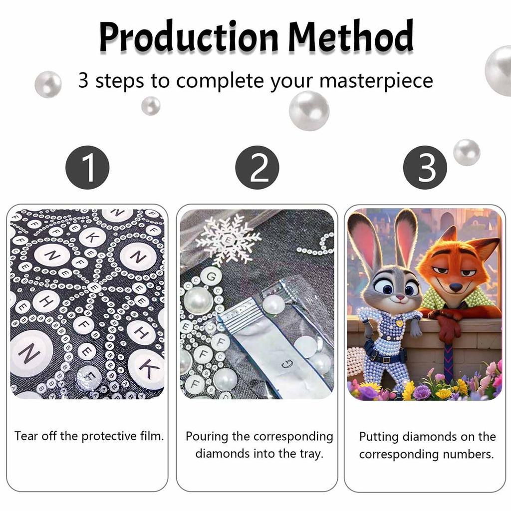Disney Pearl Painting DIY Zootopia Judy and Nick Pearl Art Painting Pearl Gem Painting, Home Wall Decoration Crafts
