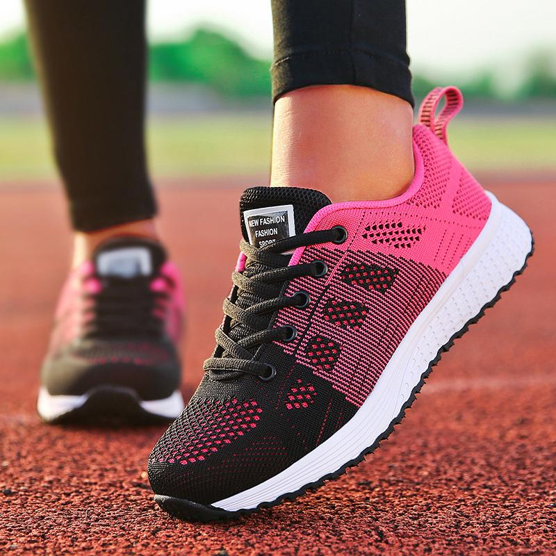 Fashion Fashion 2025 New Women's Sneakers Mesh Fabric Woman Shoes Walking Sneaker Woman Lace Up Tenis Feminino Sneakers For Women