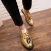 Men Classic Retro Loafer Casual Street Style Gold Patent Leather Platform Black Dress Party Shoes Large Size