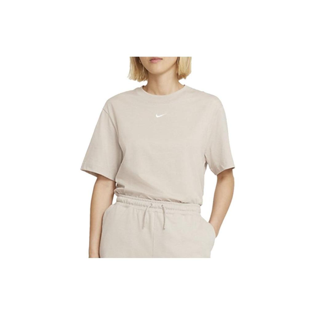 Nike Sportswear Essential Solid Logo Running Training Breathable Crew Neck Short Sleeve T-Shirt Women Tops Khaki DH4256-236