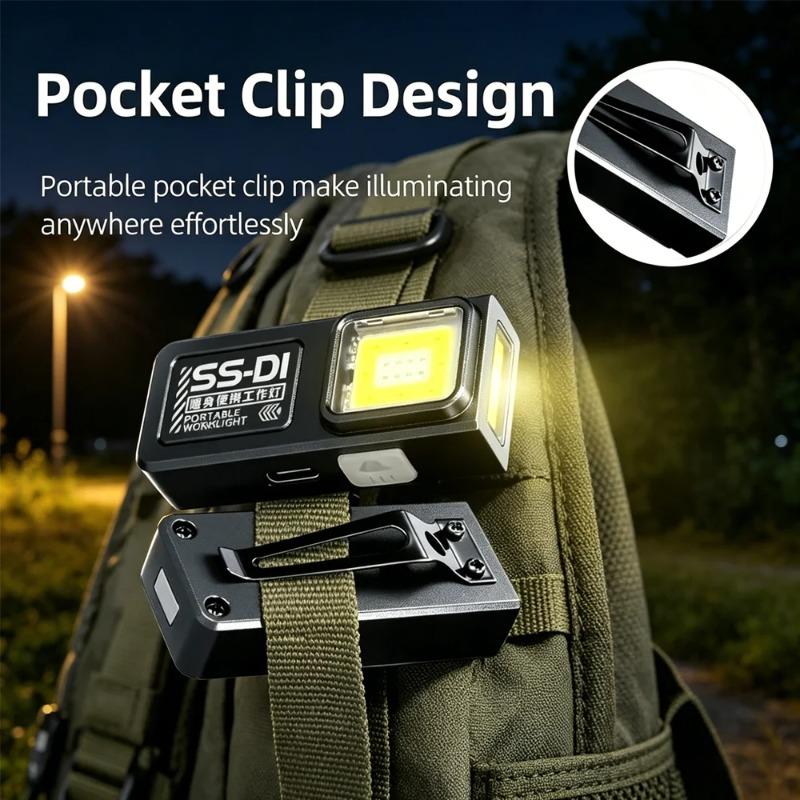 Mini Portable COB LED Flashlight Rechargeable Powerful Work Light with Clip Magnet Waterproof EDC Camping Walking Pocket Lamp