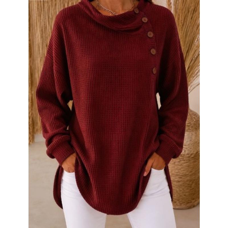 TIFICY Camicette e camicie con scollo a maniche lunghe con stampa tinta unita primavera autunno moda casual da donna