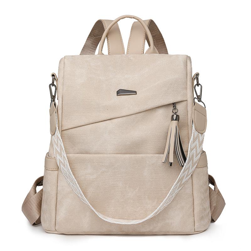 Mochila Feminina Couro Macio Multifuncional Bolsa de Ombro Mochila Escolar Estudante