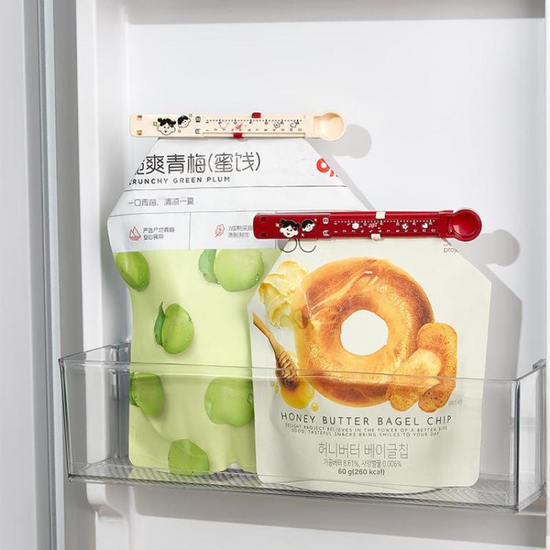 6Pcs Cartoon Snack Sealing Clip With Date Scale Sealer Portable Food Sealing Clip Plastic Snack Clip Seasoning Bag Sealing Clip