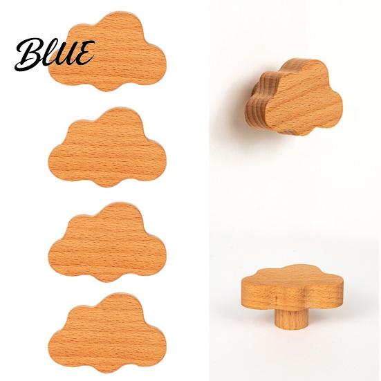 Kids Bedroom Furniture Handles Cloud Shaped Wooden Knobs for Cabinets & Drawers Wood Cabinet Nursery Room Hardware with Screws Nordic Style